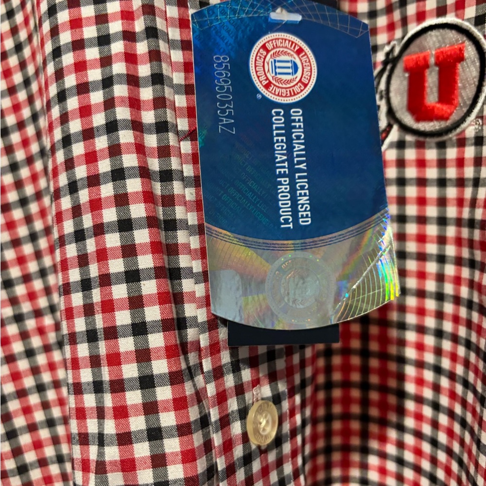 Utah Utes Button Down Shirt Campus Specialties Large Gingham NWT - Picture 5 of 5